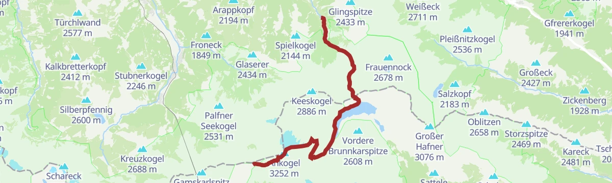 Route map: Hüttschlag: Ankogel